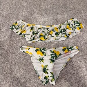 Lemon Print Off-Shoulder Bikini